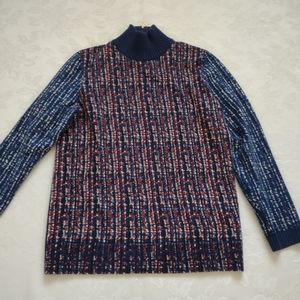 Tory Burch mock neck wool blend patterned sweater